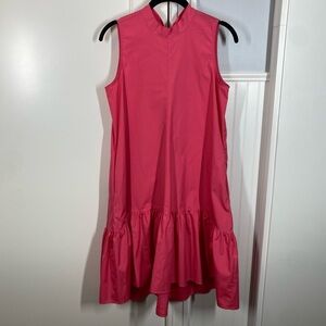 0039 ITALY Roma mini peplum tie neck‎ dress pink size xs 100% cotton designer